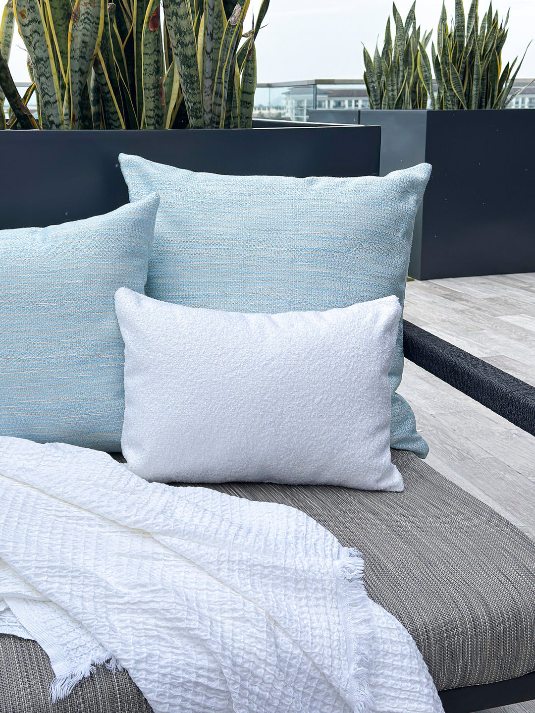 Grey and white outdoor pillows best sale