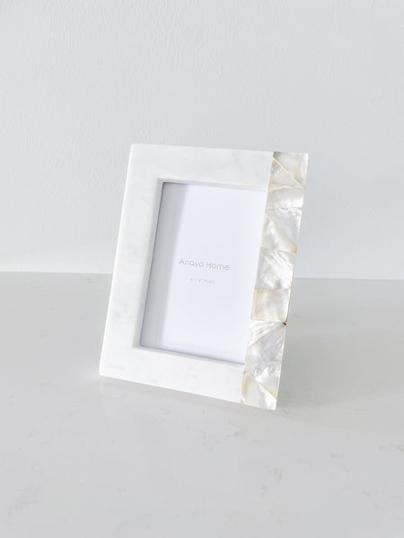 Mother of Pearl Photo Frame 4x6 Picture Frame Blue and White Frame