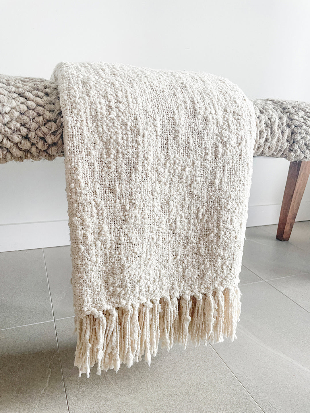 Marled Boucle Oversized Tassaleded good Throw Blanket