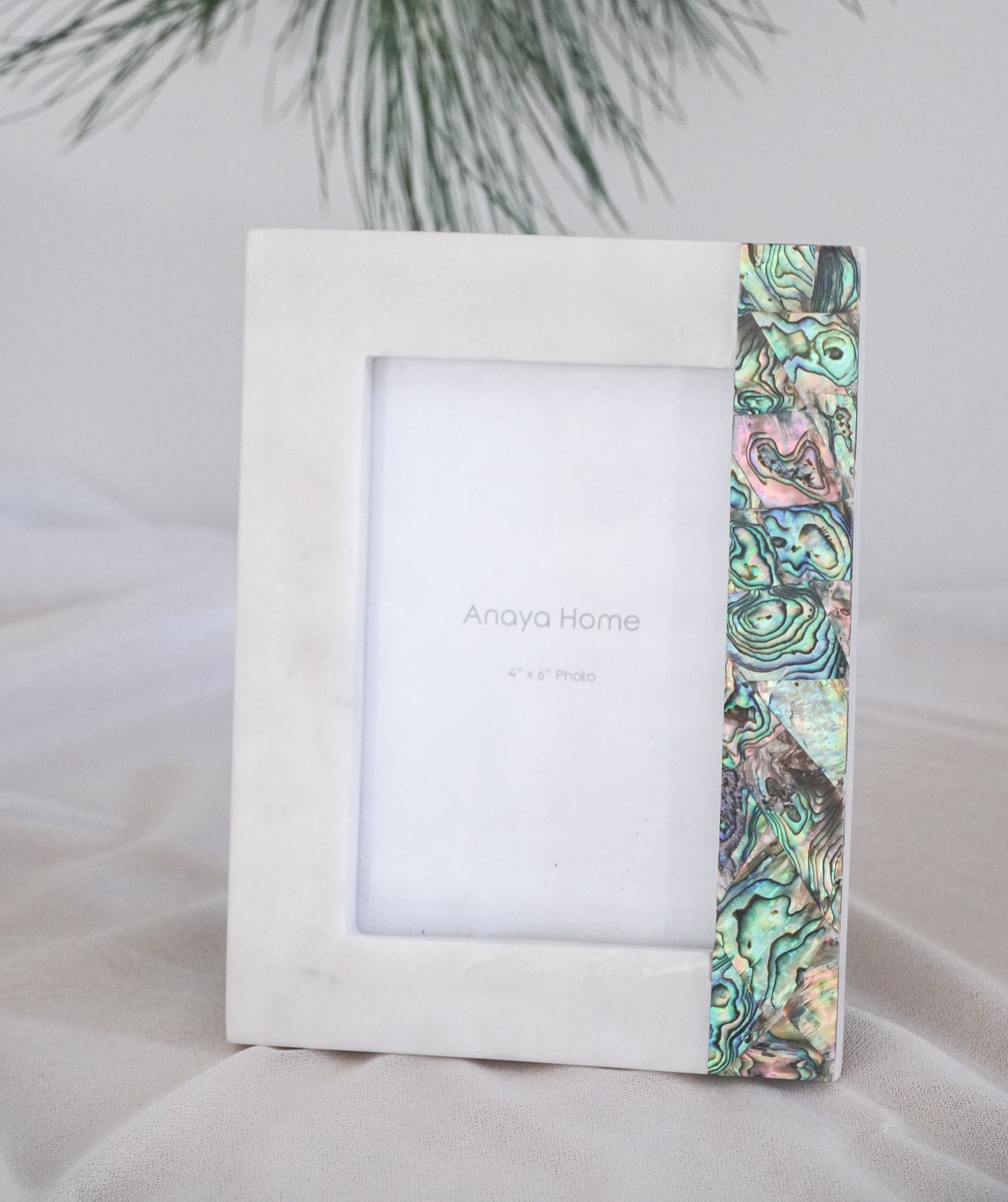 White Mother of Pearl White Marble Picture Frame, 4x6 - Anaya